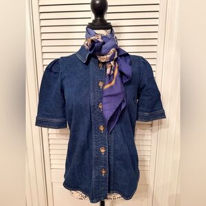 Sészane Denim Button-Up Top